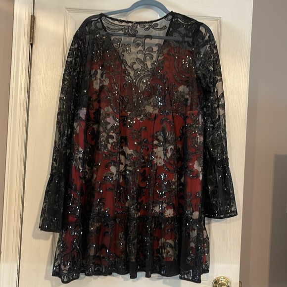 Free People beautiful sequined wide mini dress - Picture 7 of 9